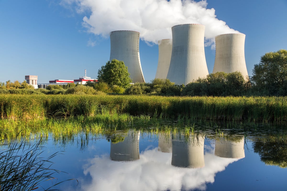 Nuclear power plant cooling towers industrial infrastructure
