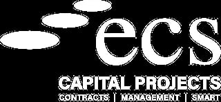 ECS Capital Projects logo with tagline Contracts, Management, Smart on black background
